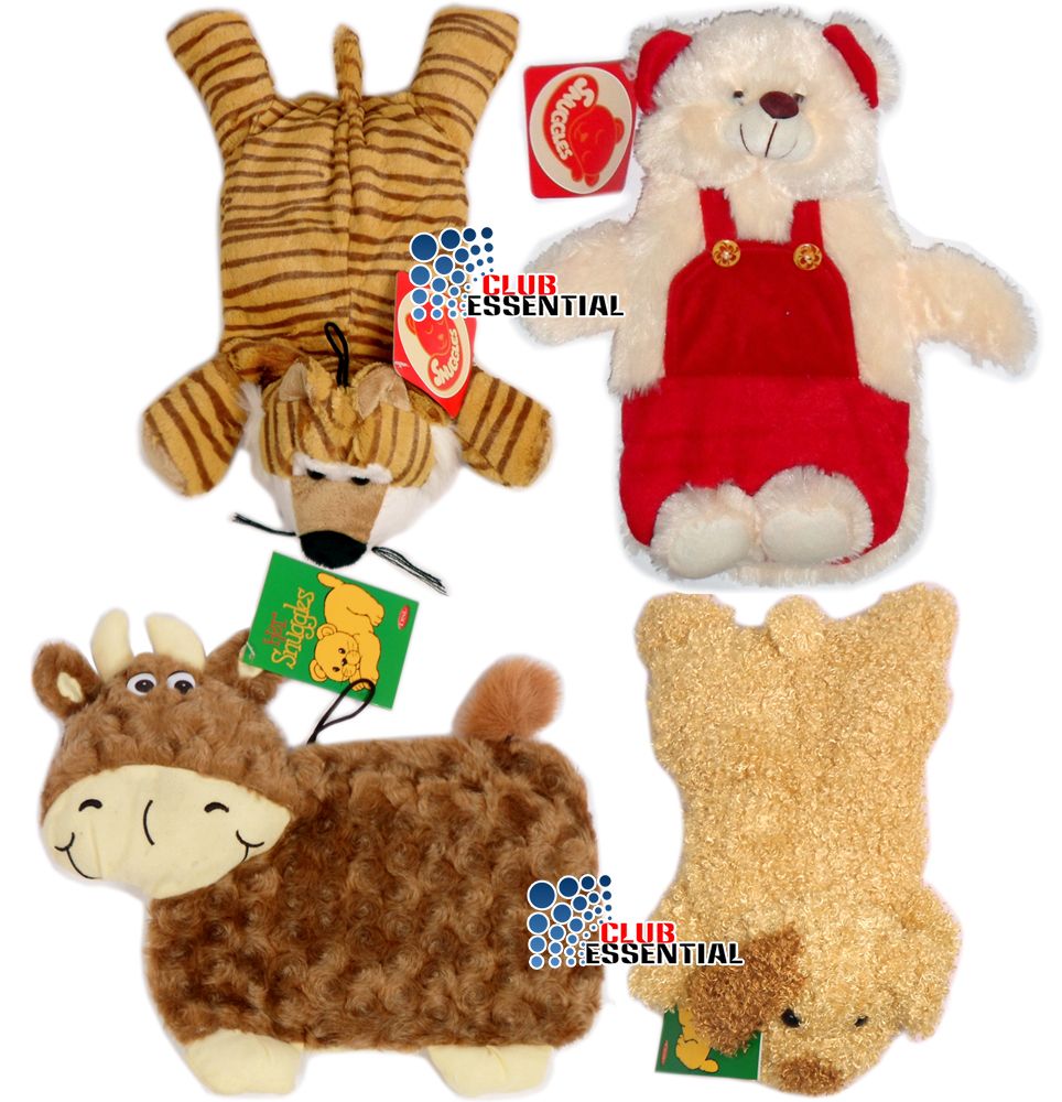 0.5L Snuggle Hot Water Bottle With Animal Tiger Cow Teddy Bear Puppy Plush Cover eBay